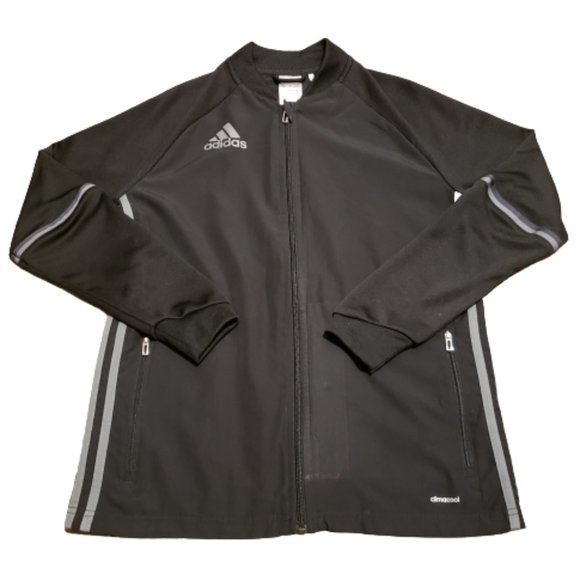 Adidas Full Zip Performance Jacket Black | Youth Large Women's Small Breathable - Picture 1 of 10